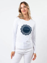 Load image into Gallery viewer, Stella + Gemma L/S Tee White with Navy Doily
