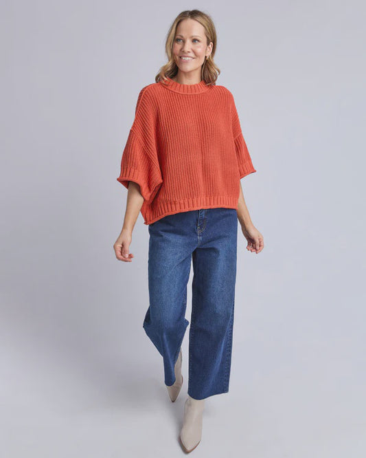 Elm Luela Short Sleeve Knit - Orange