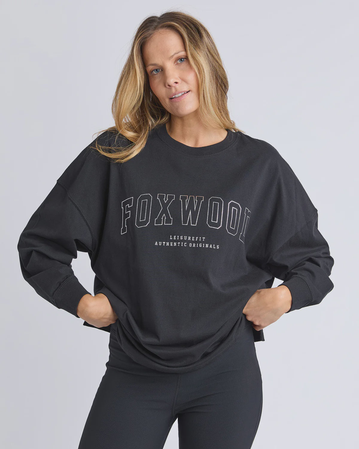 Foxwood Metallic Interval L/S Tee - Black with Silver