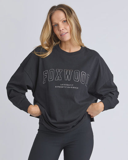Foxwood Metallic Interval L/S Tee - Black with Silver