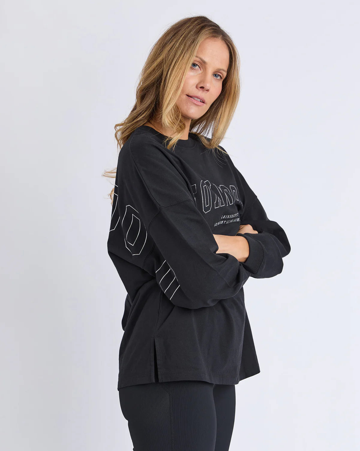 Foxwood Metallic Interval L/S Tee - Black with Silver