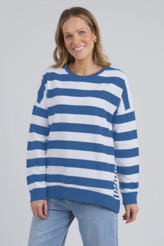 Elm Mill Crew - French Blue/ White Stripe