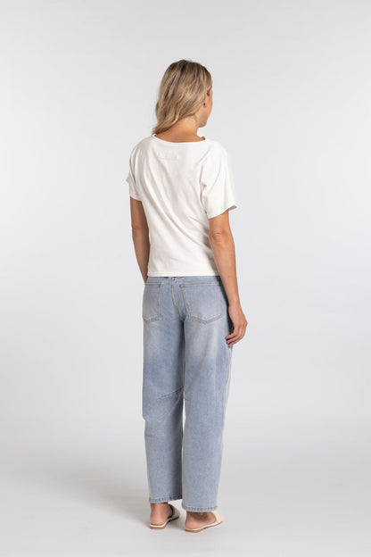 Mi Moso Mossy Rouched Tee - White