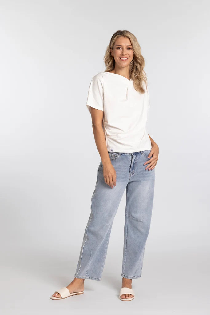 Mi Moso Mossy Rouched Tee - White