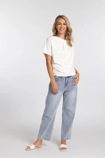 Mi Moso Mossy Rouched Tee - White