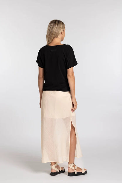 Mi Moso Mossy Rouched Tee - Black