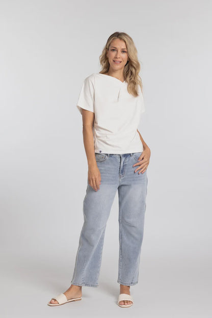 Mi Moso Mossy Rouched Tee - White