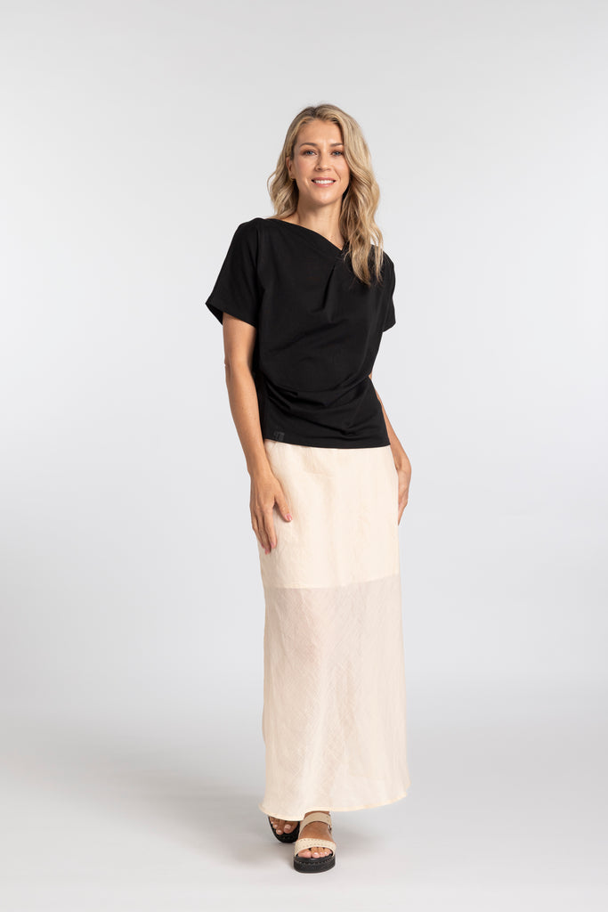 Mi Moso Mossy Rouched Tee - Black
