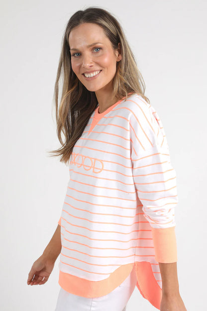 Foxwood Simplified Stripe Crew - Neon Peach