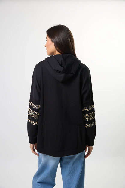 Stella + Gemma Newport Hoodie - Black Leopard Icon Stripe