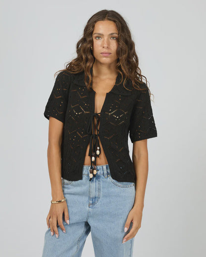 Silent Theory Nina Crochet Top - Black