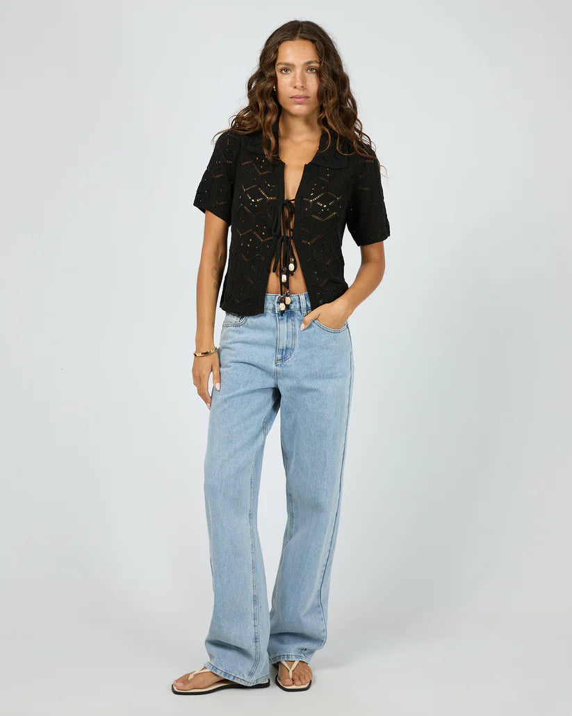 Silent Theory Nina Crochet Top - Black