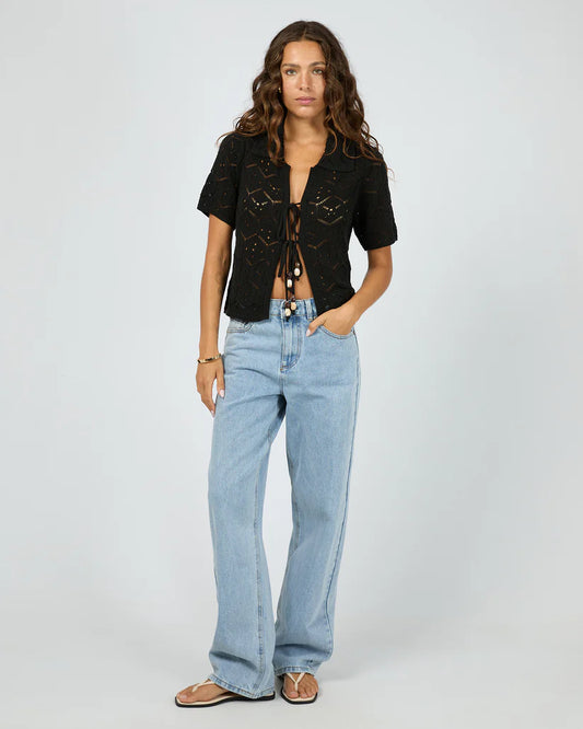 Silent Theory Nina Crochet Top - Black