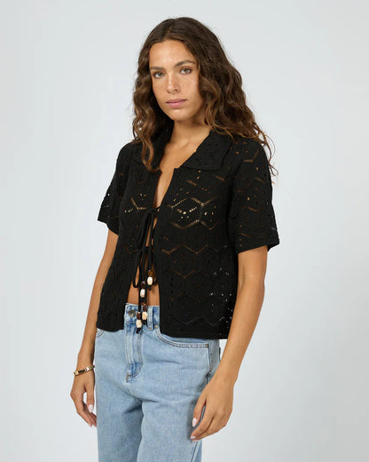 Silent Theory Nina Crochet Top - Black