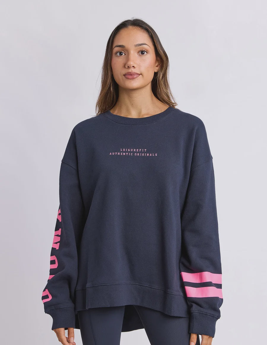 Foxwood Origin Crew -  Navy with Bright Pink