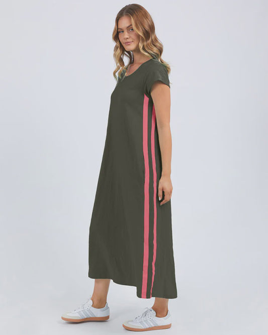 Foxwood Recovery Dress - Dark Khaki & Coral