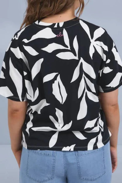 Elm Mimosa Tee - Black Yardage Print