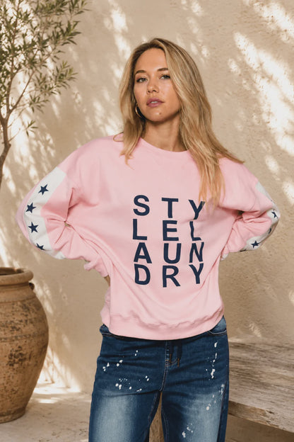 Style Laundry Stars and Logo Sweat - Pink