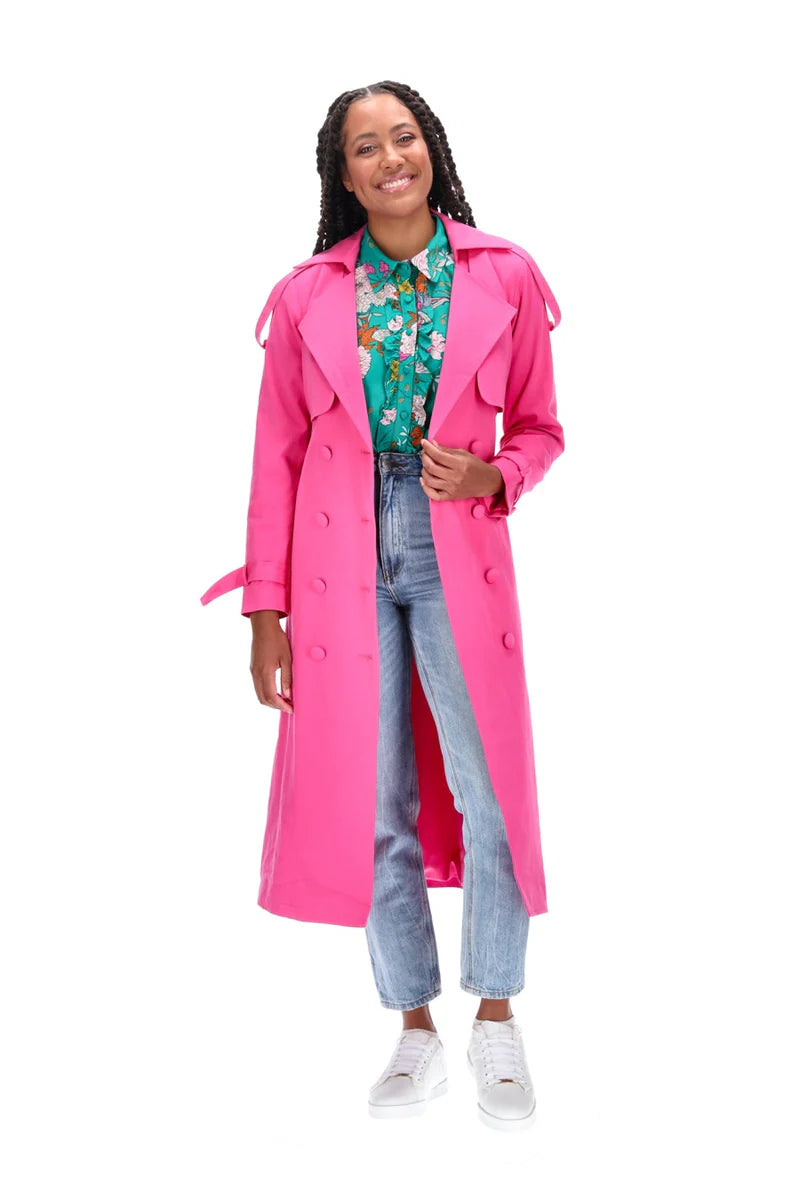 Charlo Lisa Cotton Trench Coat Pink