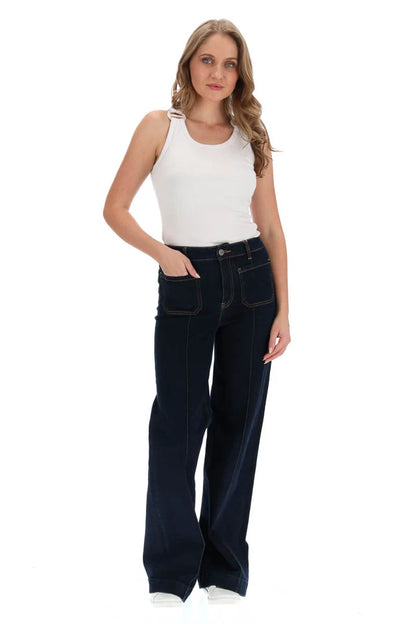 Honey Denim Xena Wide Leg Jean - Dark Denim