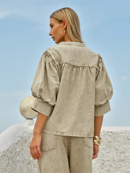 Fate & Becker Saskia Balloon Shirt - Parchment