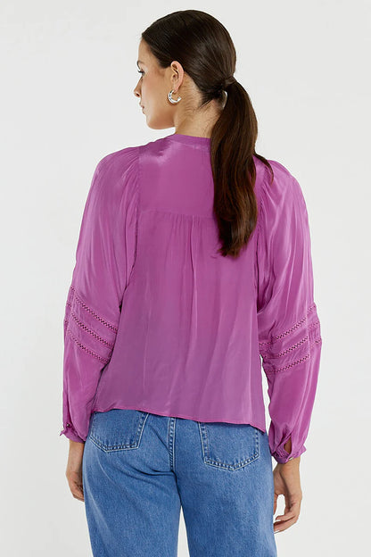 Sass Nic Trim Blouse - Fuschia Pink