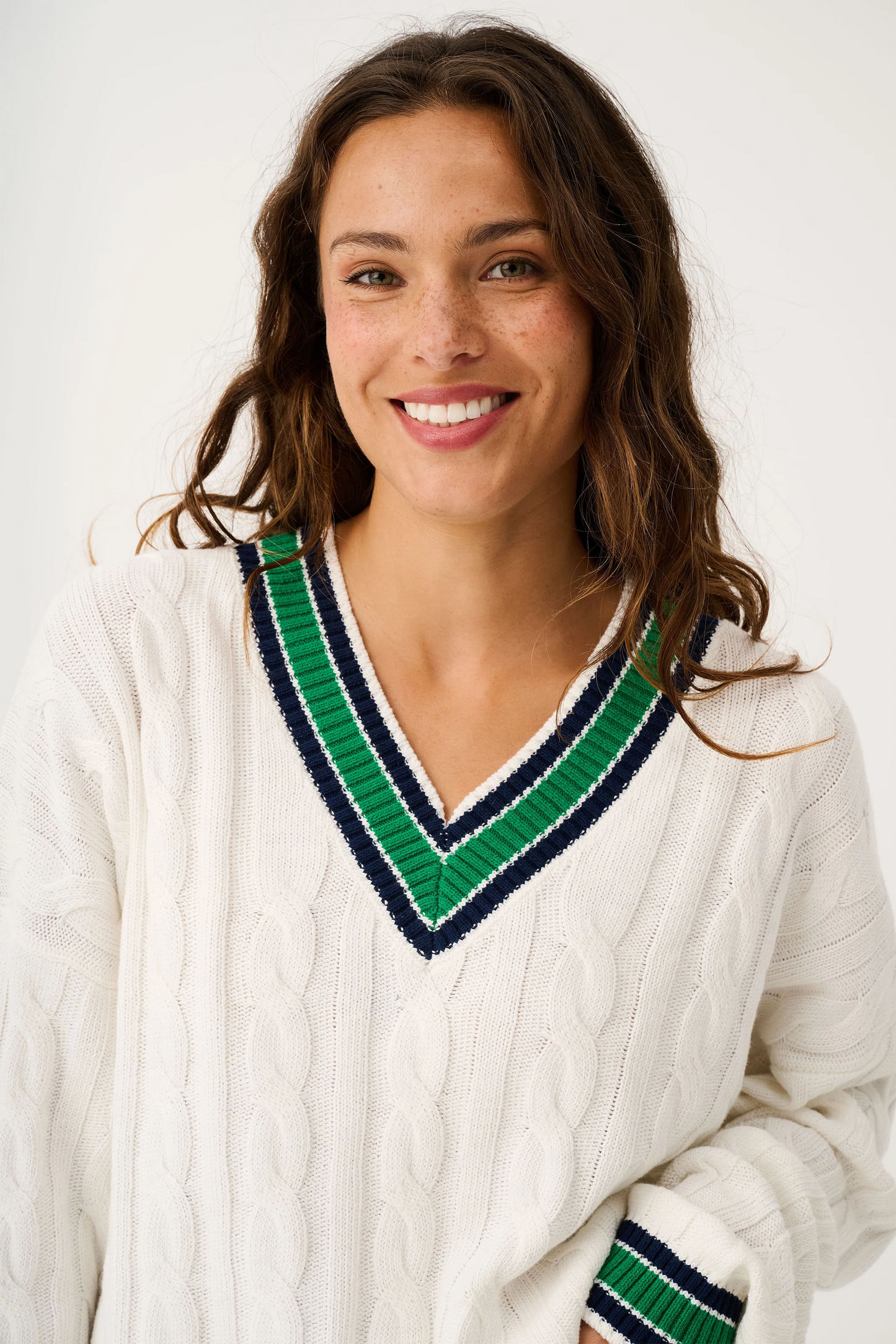 Cartel & Willow Asher Heritage Knit Sweater - Cream/Tide