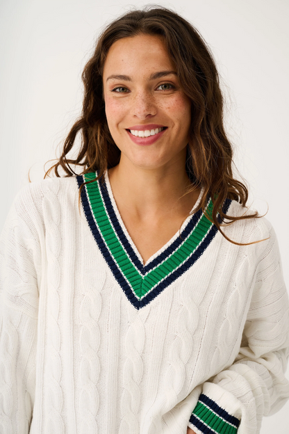 Cartel & Willow Asher Heritage Knit Sweater - Cream/Tide