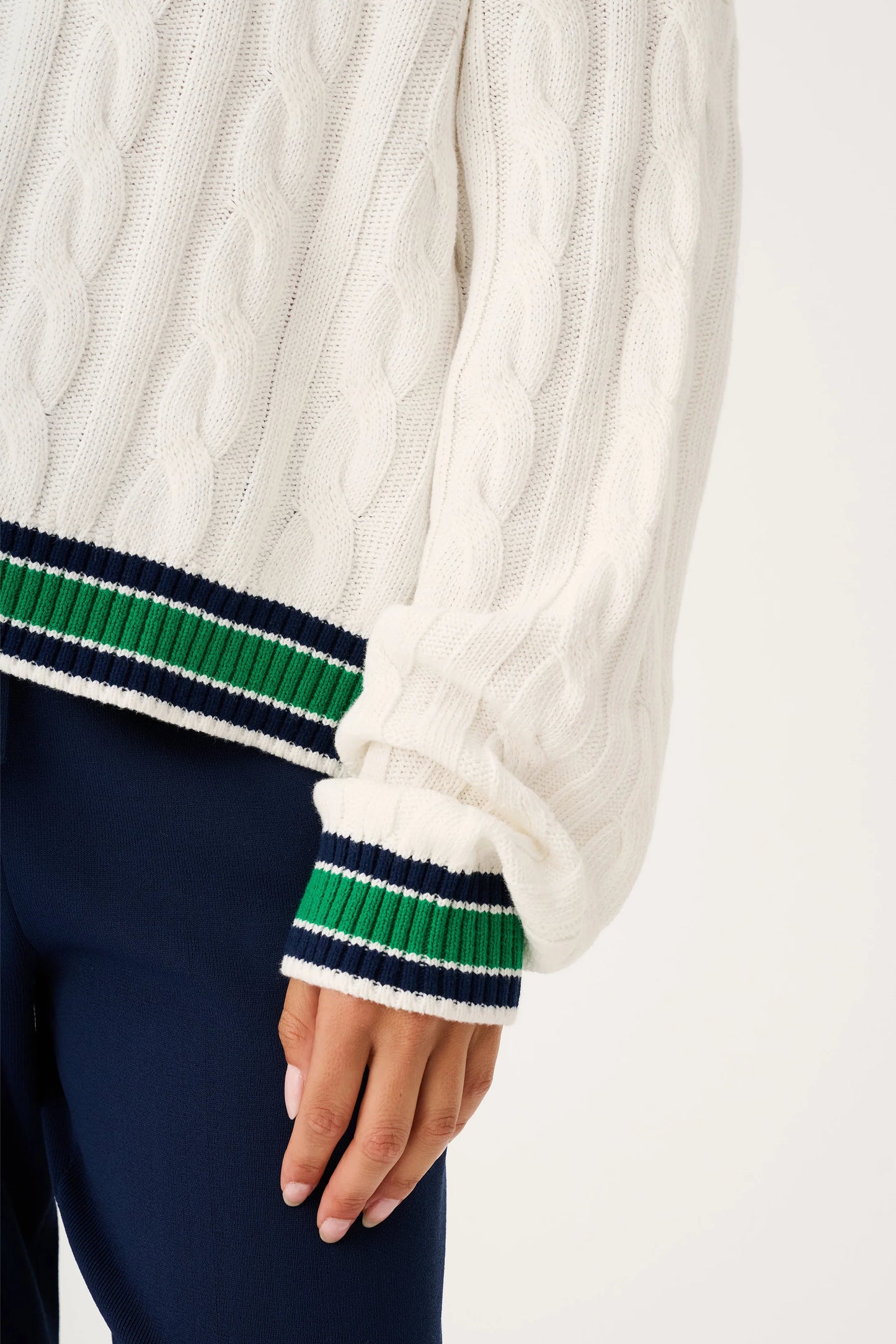 Cartel & Willow Asher Heritage Knit Sweater - Cream/Tide