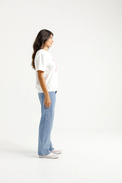 Homelee Wylder Tee - White with Candy Pink X