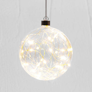 Stellar Haus Hanging Glass Silver Thread Sphere