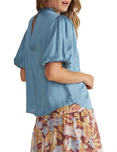 Load image into Gallery viewer, MinkPink Ines Puff Sleeve Blouse French Blue
