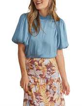 Load image into Gallery viewer, MinkPink Ines Puff Sleeve Blouse French Blue
