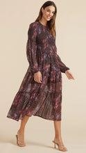 Load image into Gallery viewer, MinkPink Tahlia Shirred Midi Dress Chocolate/Multi
