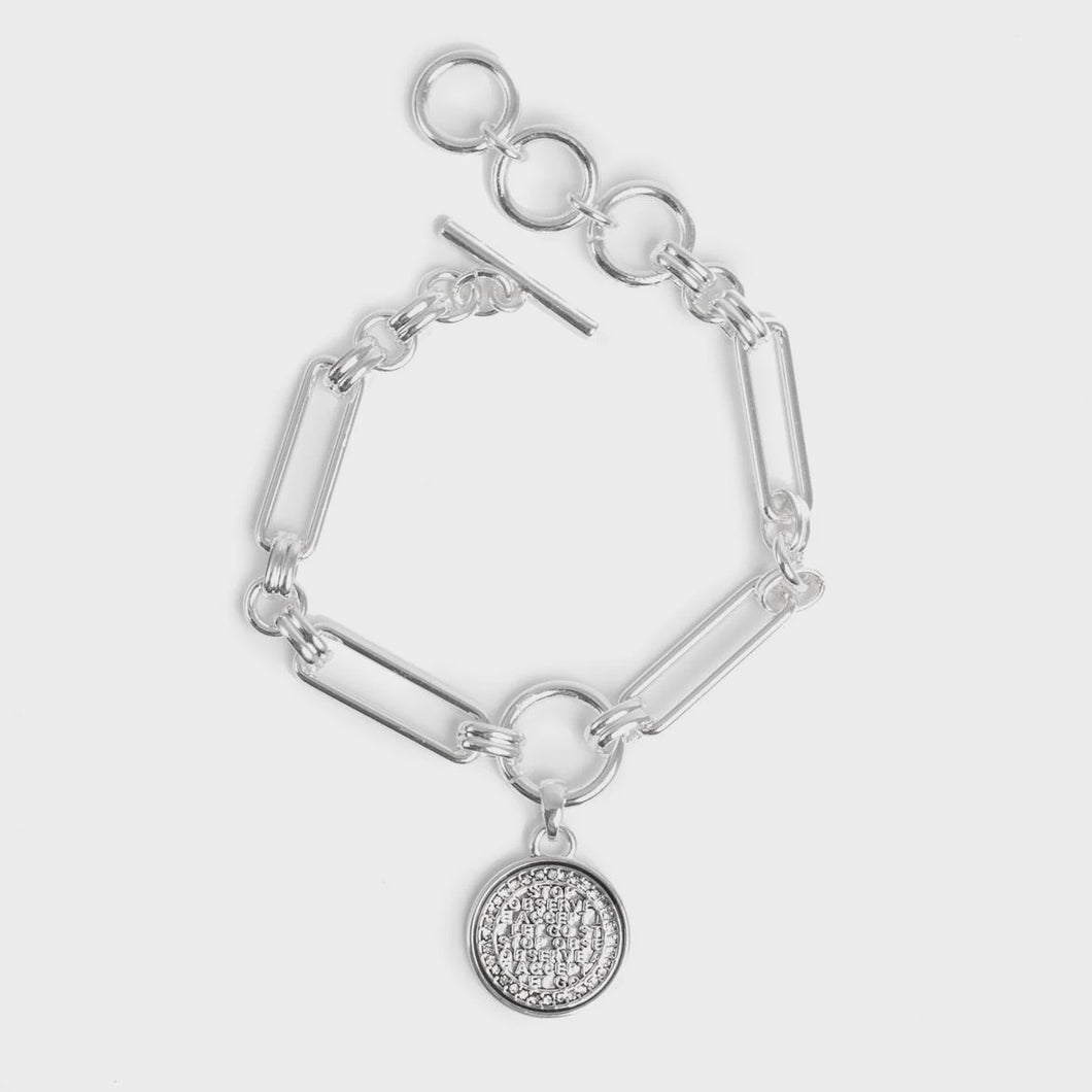 A & C Oslo Bracelet Coin of Relief Silver Plated