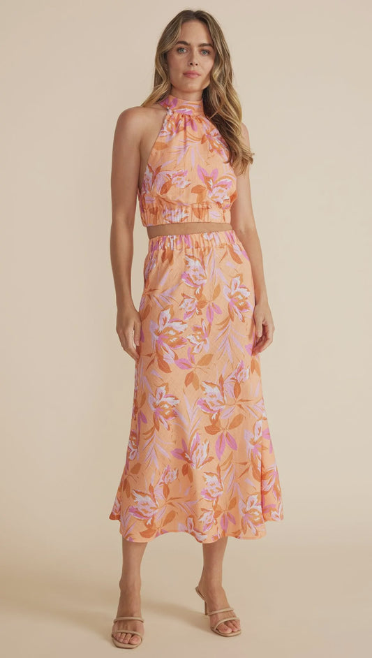 MinkPink Carmen Bias Midi Skirt Multi