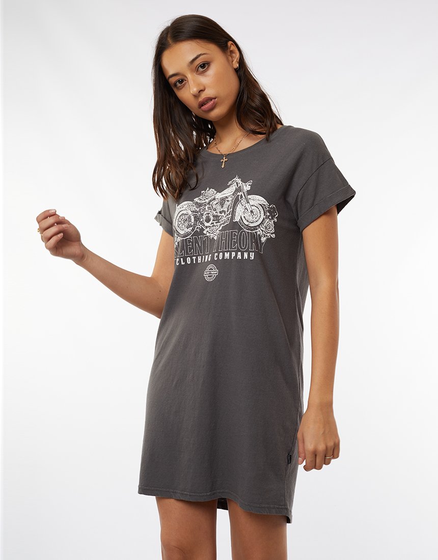 Silent Theory Palm Springs Tee Dress Coal