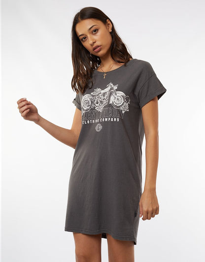 Silent Theory Palm Springs Tee Dress Coal