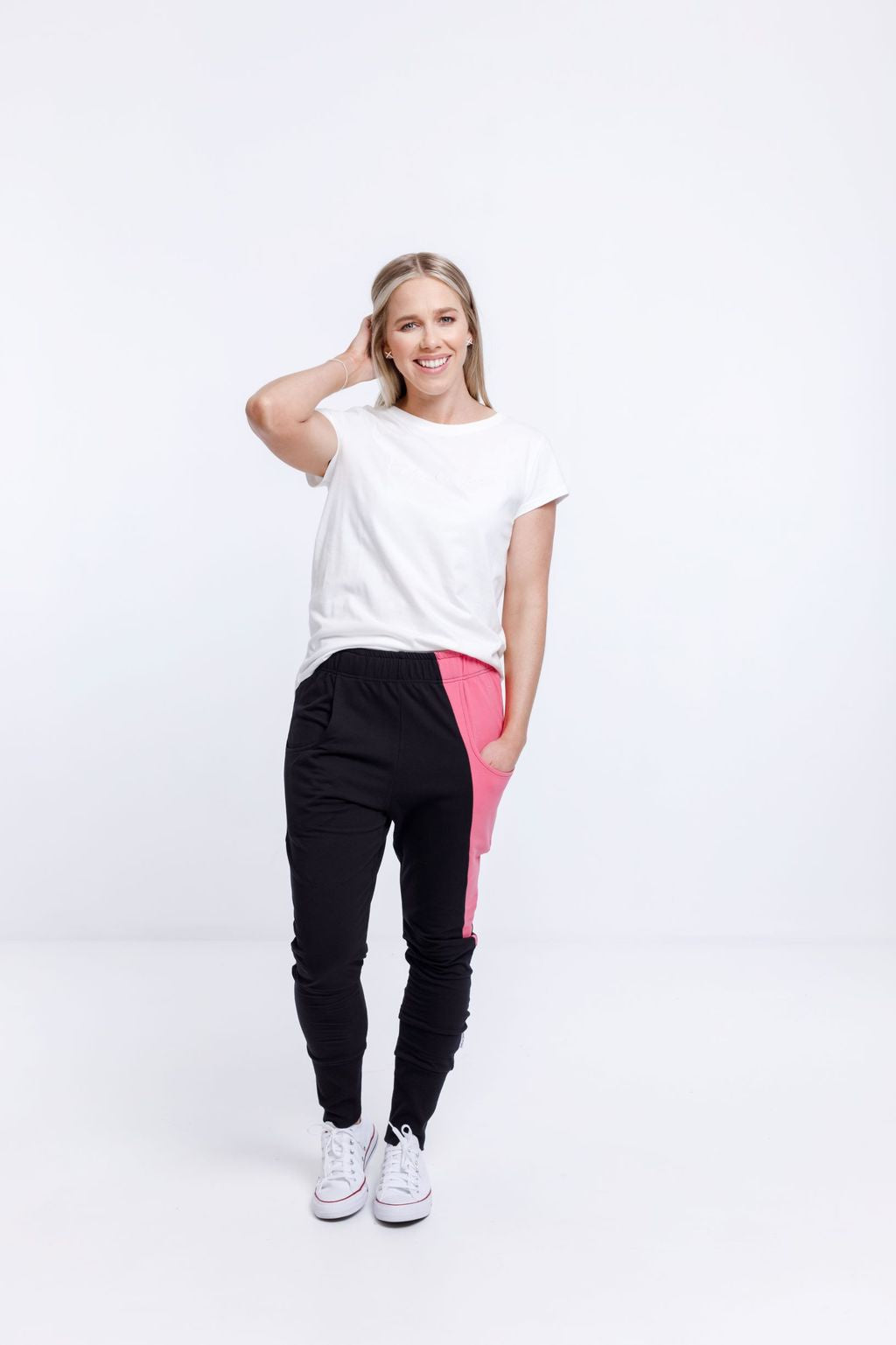 Home-Lee Loft Pant Winte Weight Black with Fruit Dove Panel