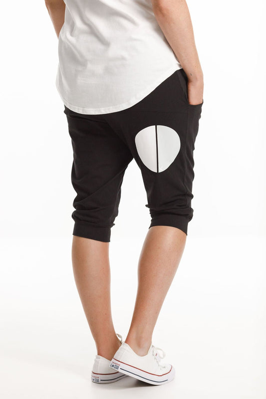 Homelee 3/4 Apartment Pants - Black with White/Grey Circle Dot