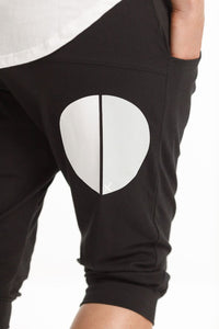 Home-Lee 3/4 Apartment Pants Black with White/Grey Circle Dot