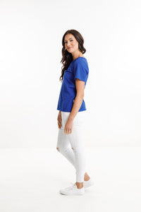 Home-Lee Taylor Tee Santorini Blue with Script Logo