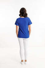 Load image into Gallery viewer, Home-Lee Taylor Tee Santorini Blue with Script Logo
