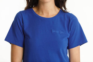Home-Lee Taylor Tee Santorini Blue with Script Logo