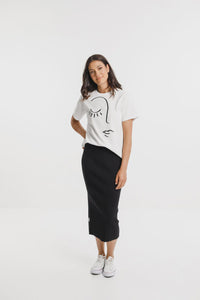 Home-Lee  Knitted Pencil Skirt Black
