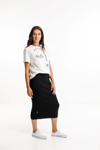 Home-Lee  Knitted Pencil Skirt Black