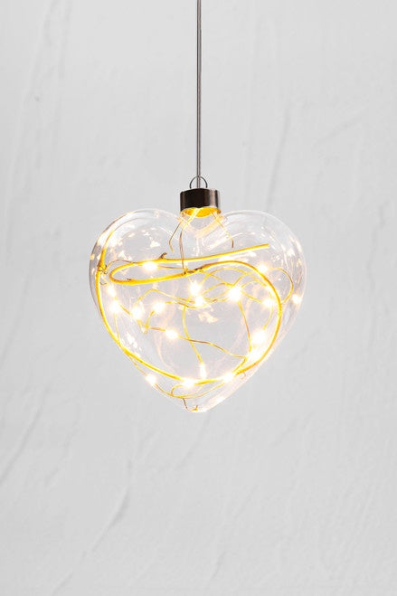 Stellar Haus Hanging Glass Clear Winter Heart with Twig