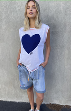 Load image into Gallery viewer, Hammill &amp; Co Tank White with Navy Heart
