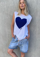 Load image into Gallery viewer, Hammill &amp; Co Tank White with Navy Heart
