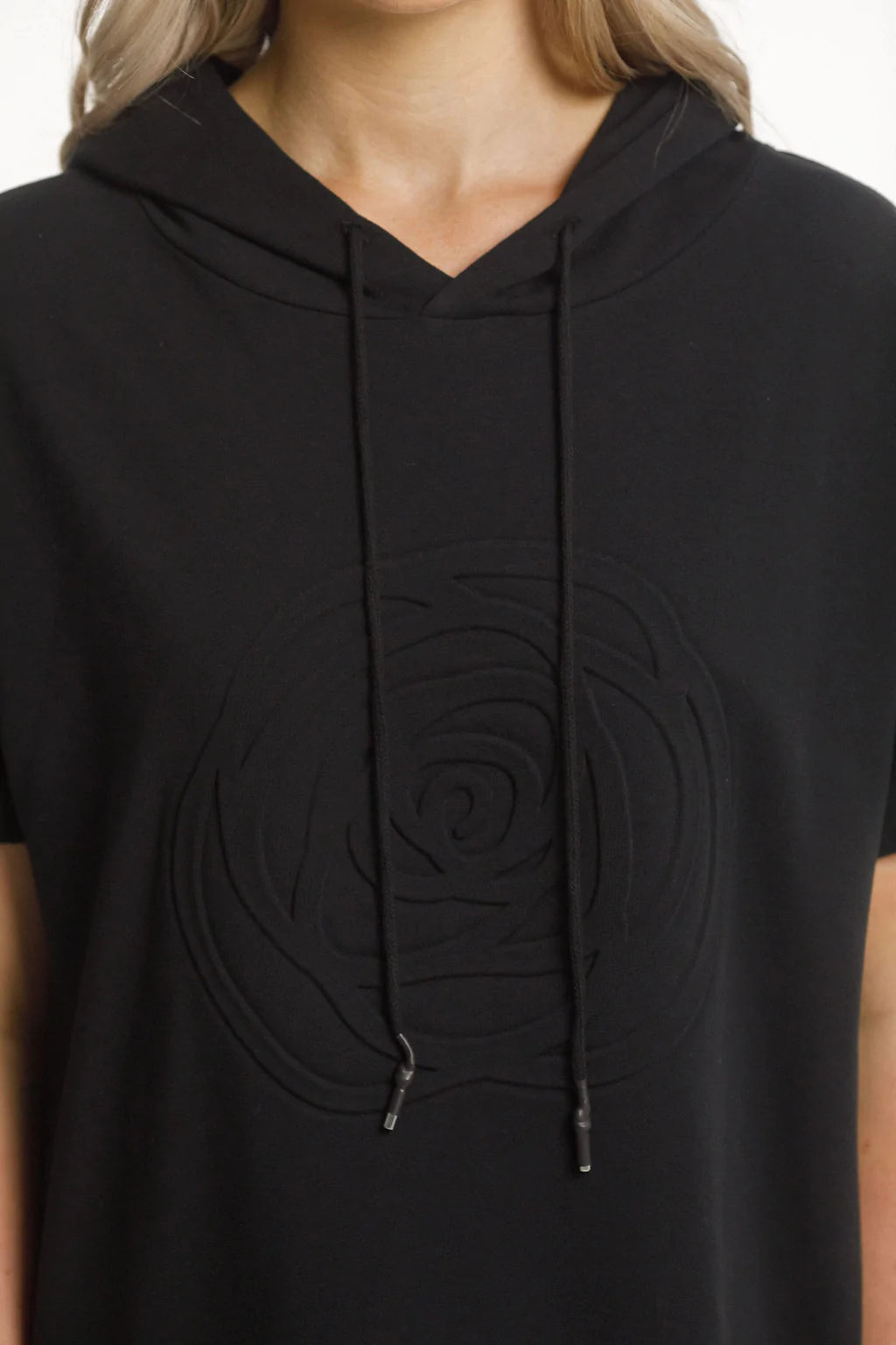 Rose Road Cruz Dress Black with Large Embossed Rose